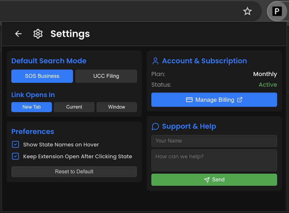 Customizable Settings